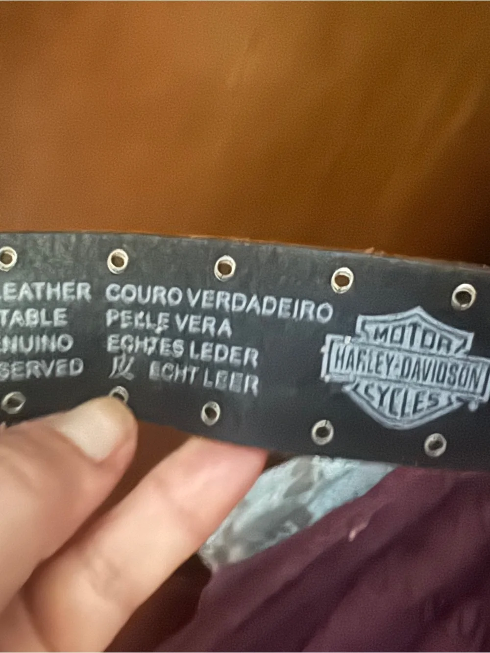 Harley-Davidson Silver and Black Leather Belt with Branded Buckle